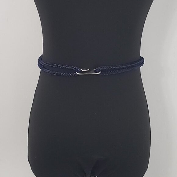 Vintage 80s Made in Taiwan Blue and White Belt size Small/Medium Retro - Picture 8 of 10